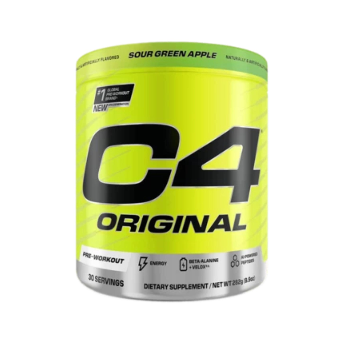 C4 Original supplement container with yellow and black design on a white background