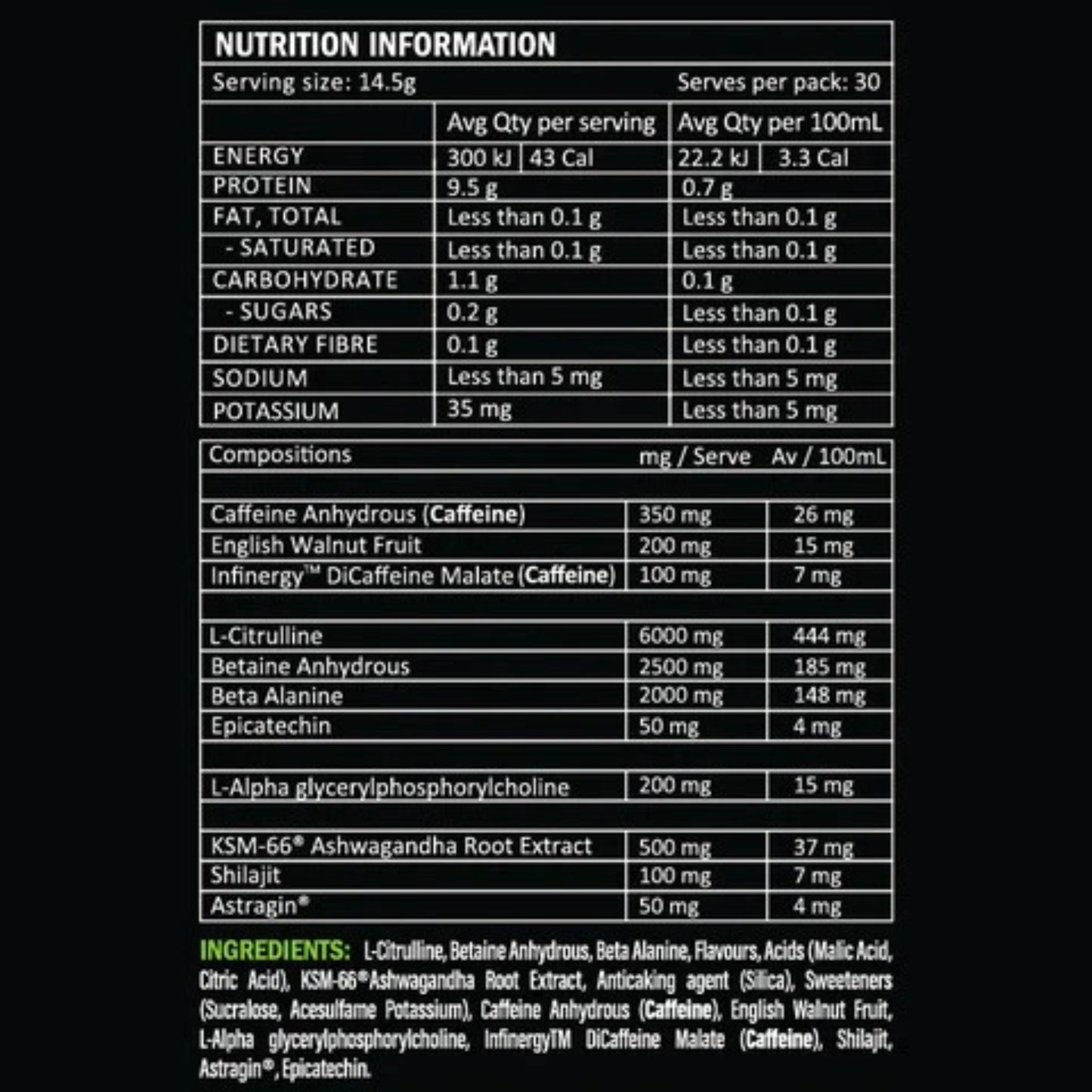 Kamikaze Energy Pre Workout