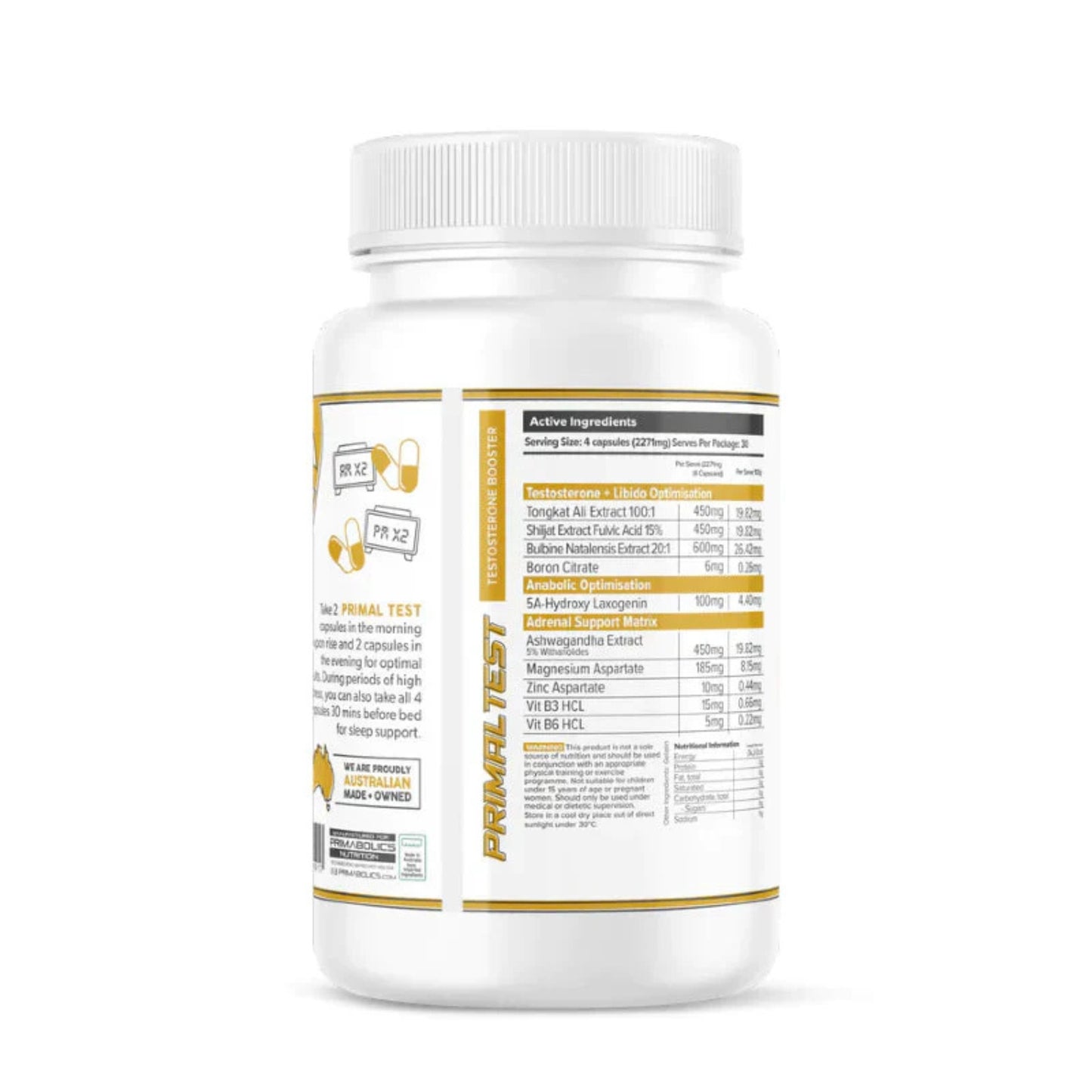 Supplement bottle with label on a white background