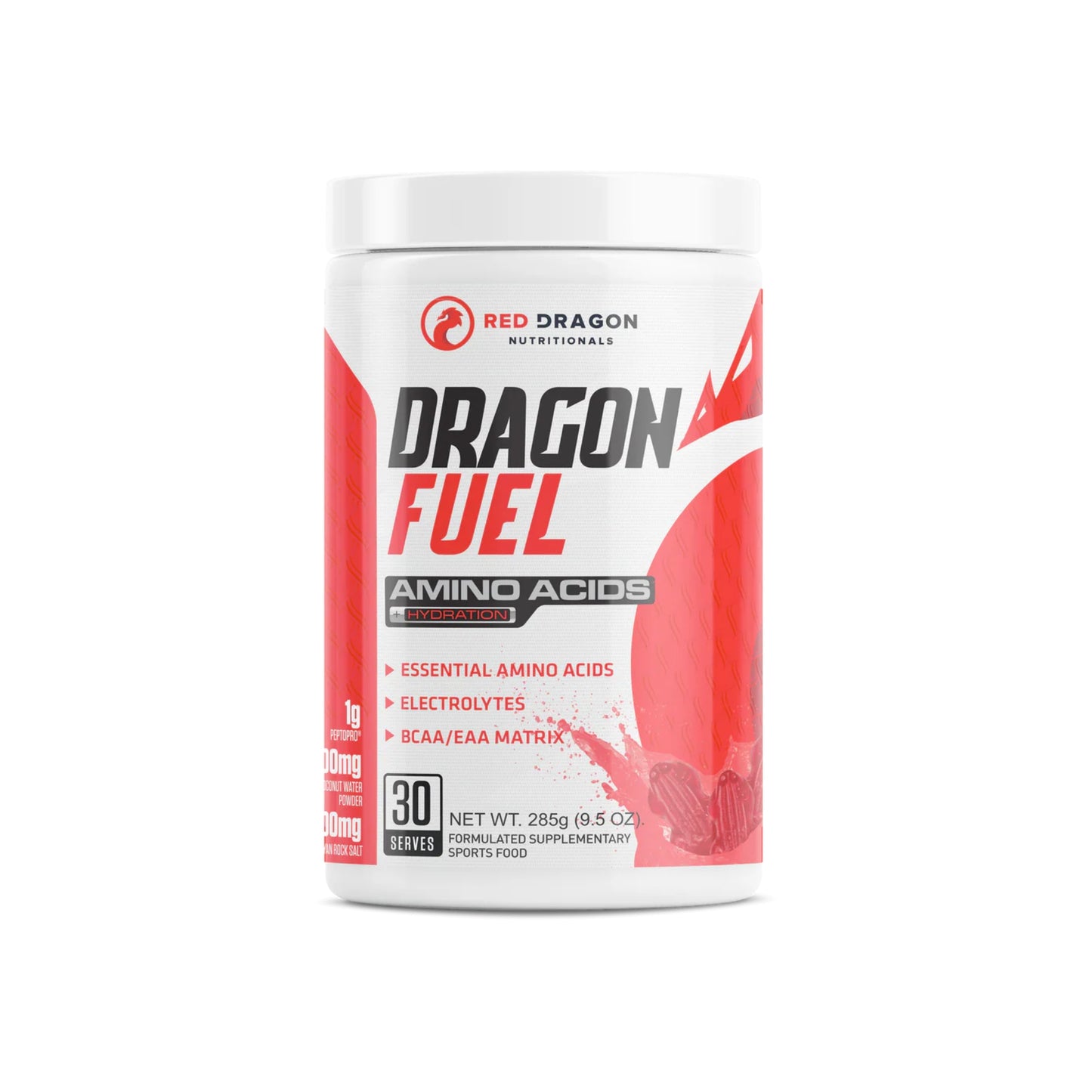 Dragon Fuel Amino Acids supplement container on a white background