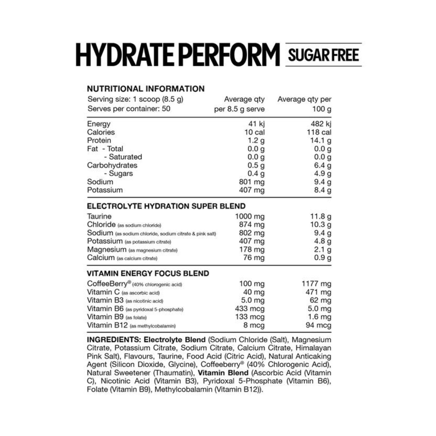Switch Nutrition Hydrate Perform Sugar Free