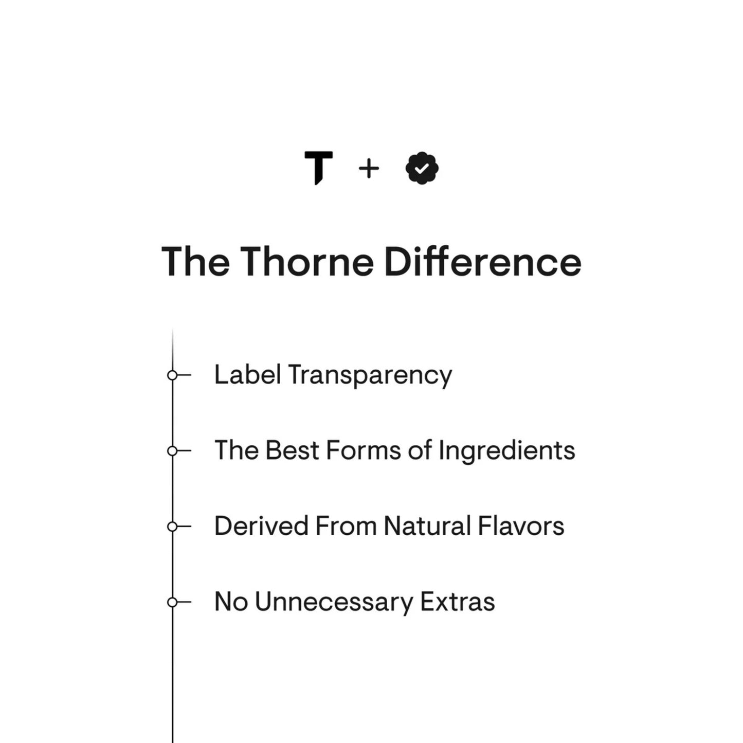 Text detailing 'The Thorne Difference' with a logo on a white background