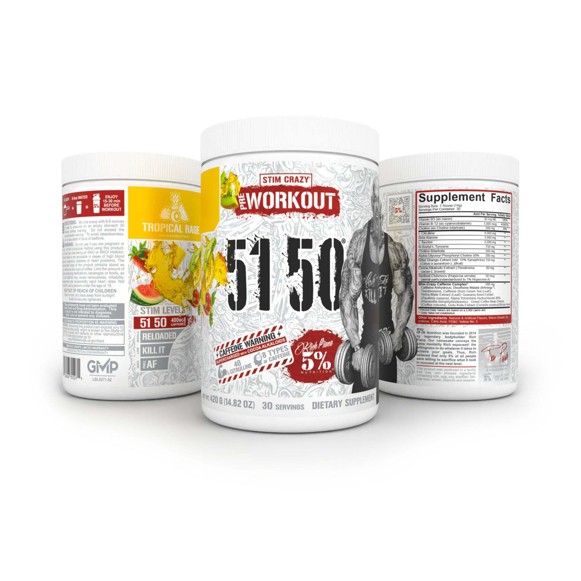 Three supplement containers with visible branding and text on a white background