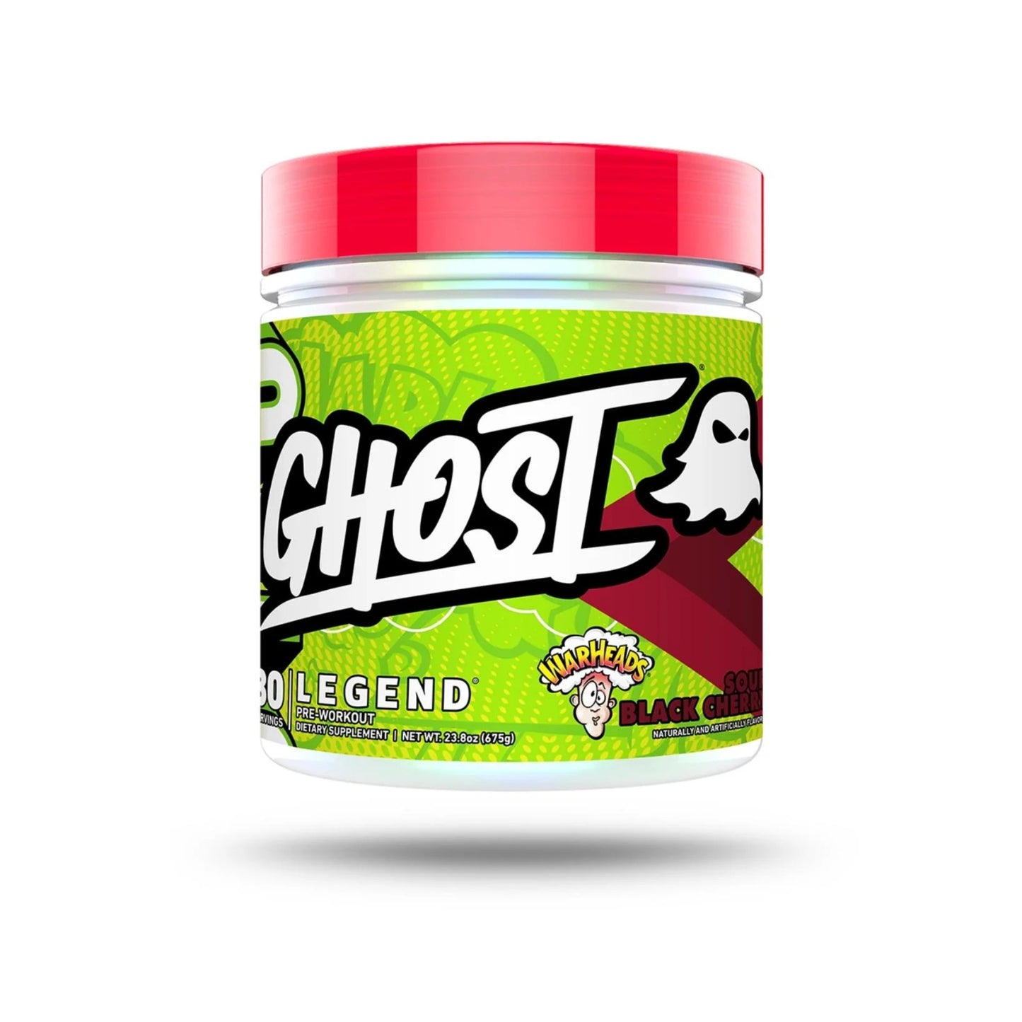 Ghost Legend supplement container with colorful label on a white background
