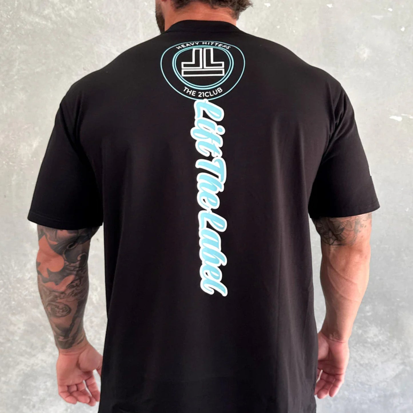 Lift The Label Varsity Tee - Black / Baby Blue