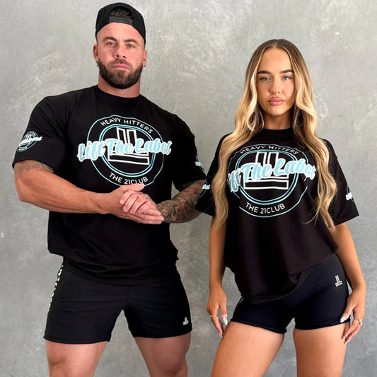 Lift The Label Varsity Tee - Black / Baby Blue