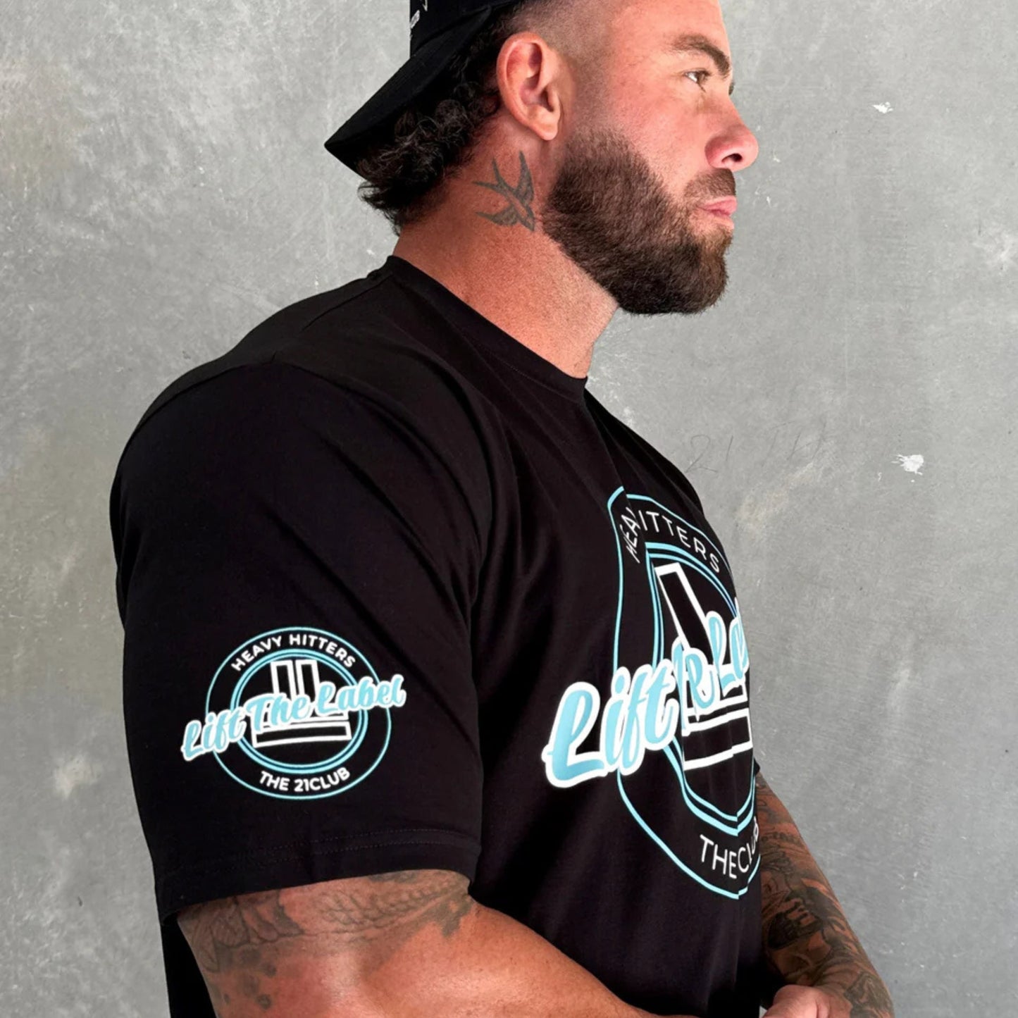 Lift The Label Varsity Tee - Black / Baby Blue