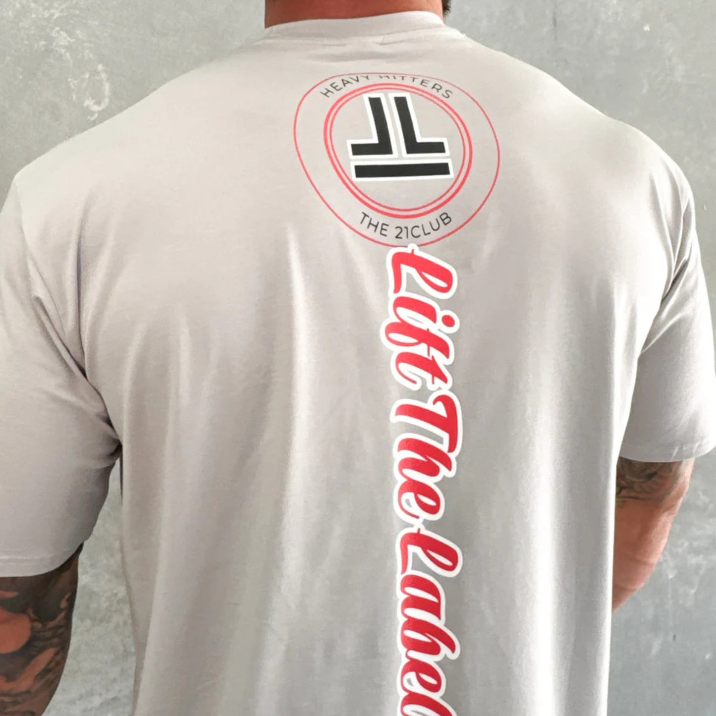 Lift The Label Varsity Tee - Stone Grey / Red