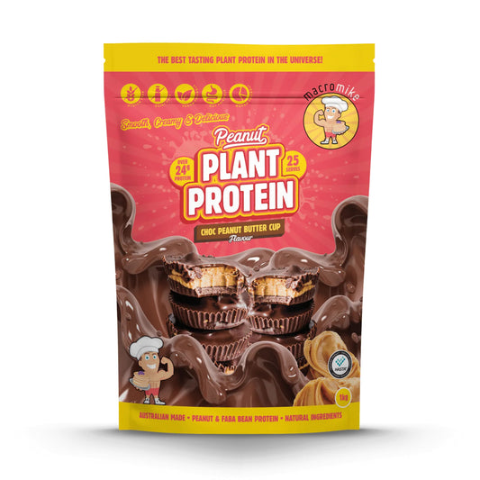 Packaging of Plant Protein Chocolate Peanut Butter Cups with visible branding on a white background