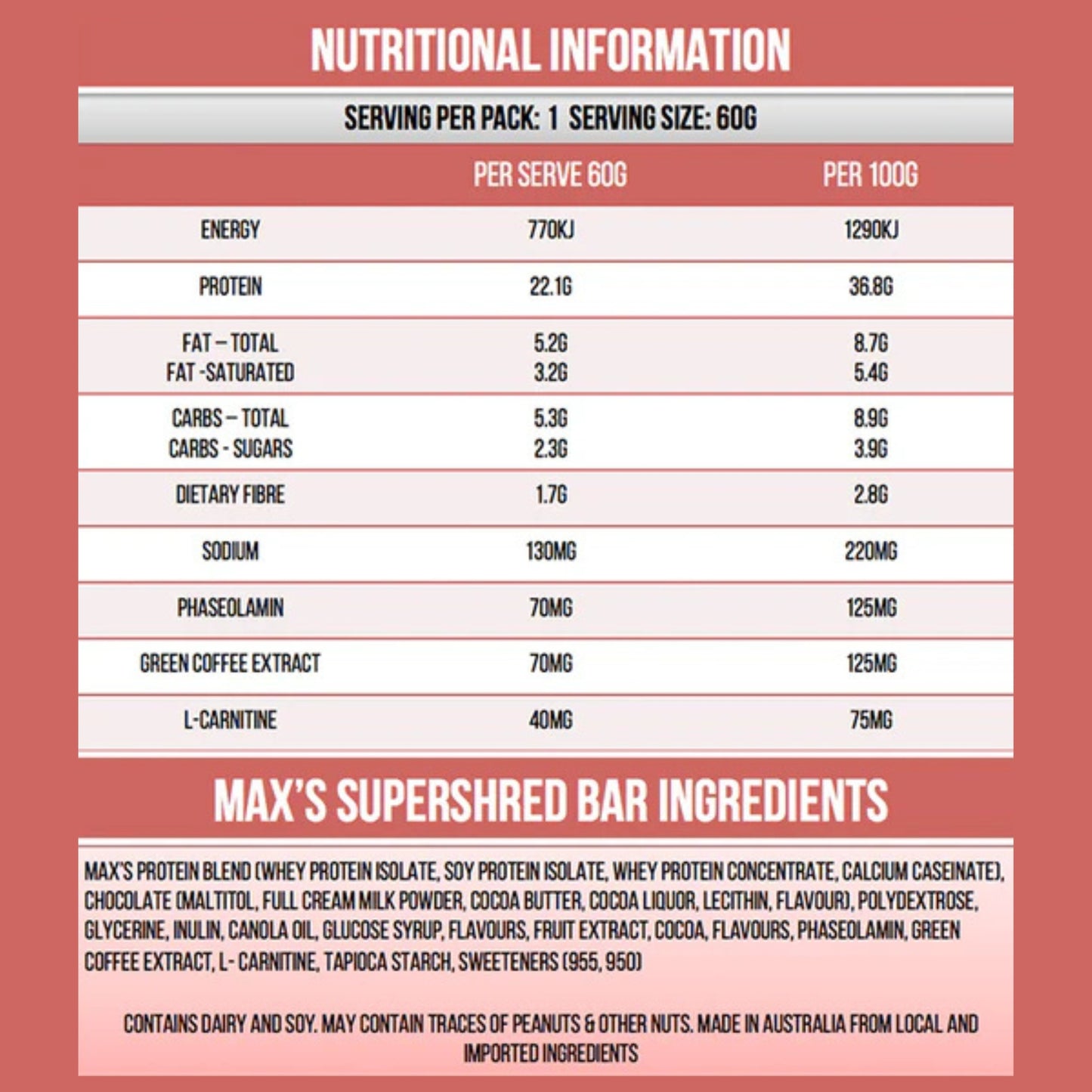 Max's Super Shred Protein Bars