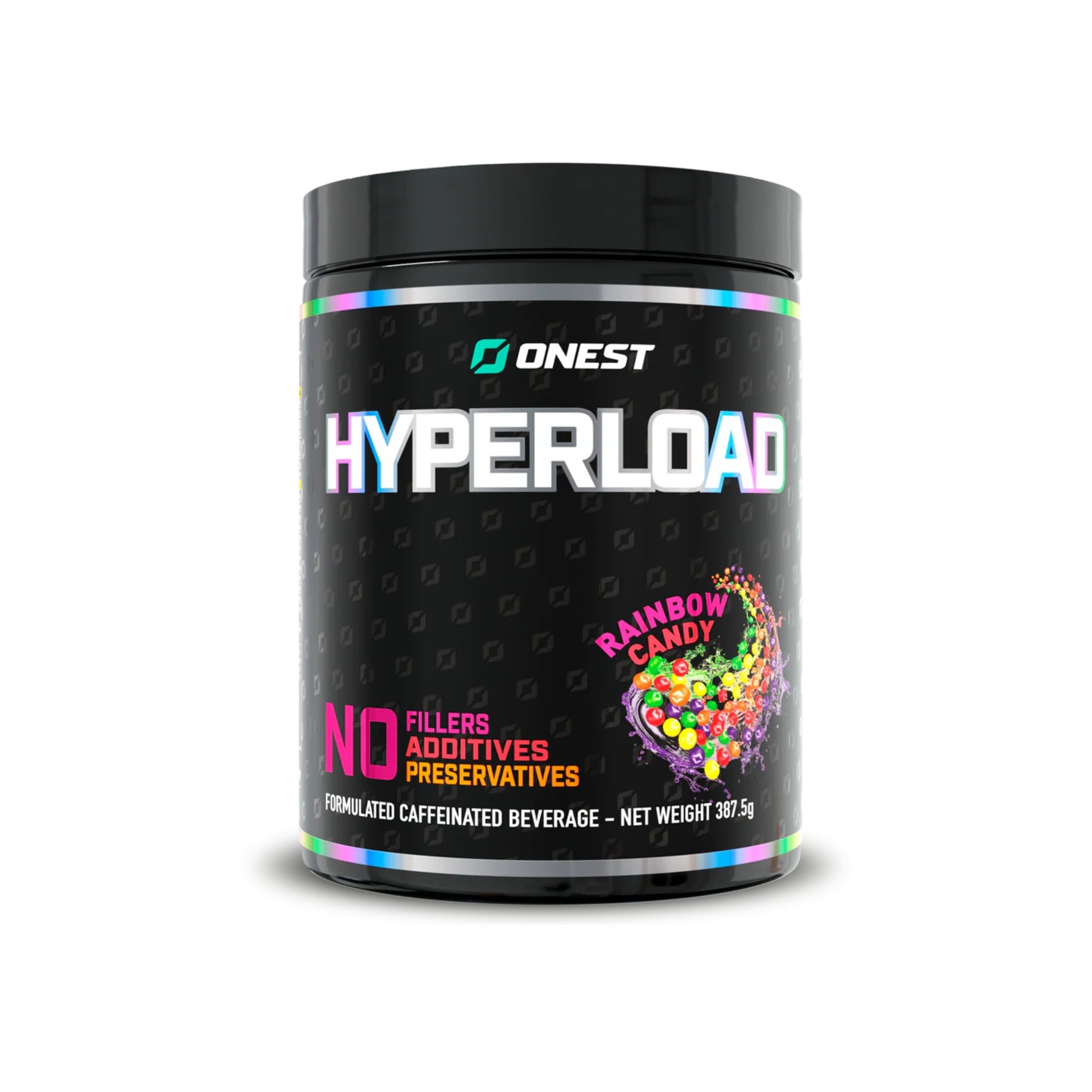 Onest Hyperload Rainbow Candy supplement container on a white background