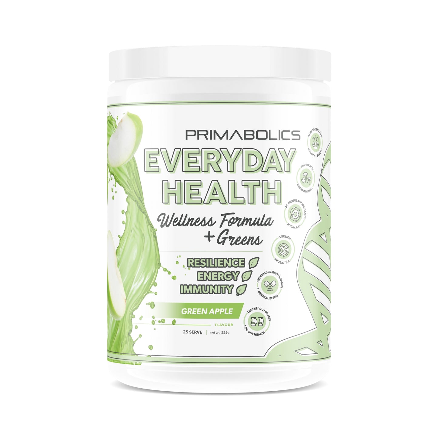 Primabolics Everyday Health Wellness Formula + Greens container on a white background