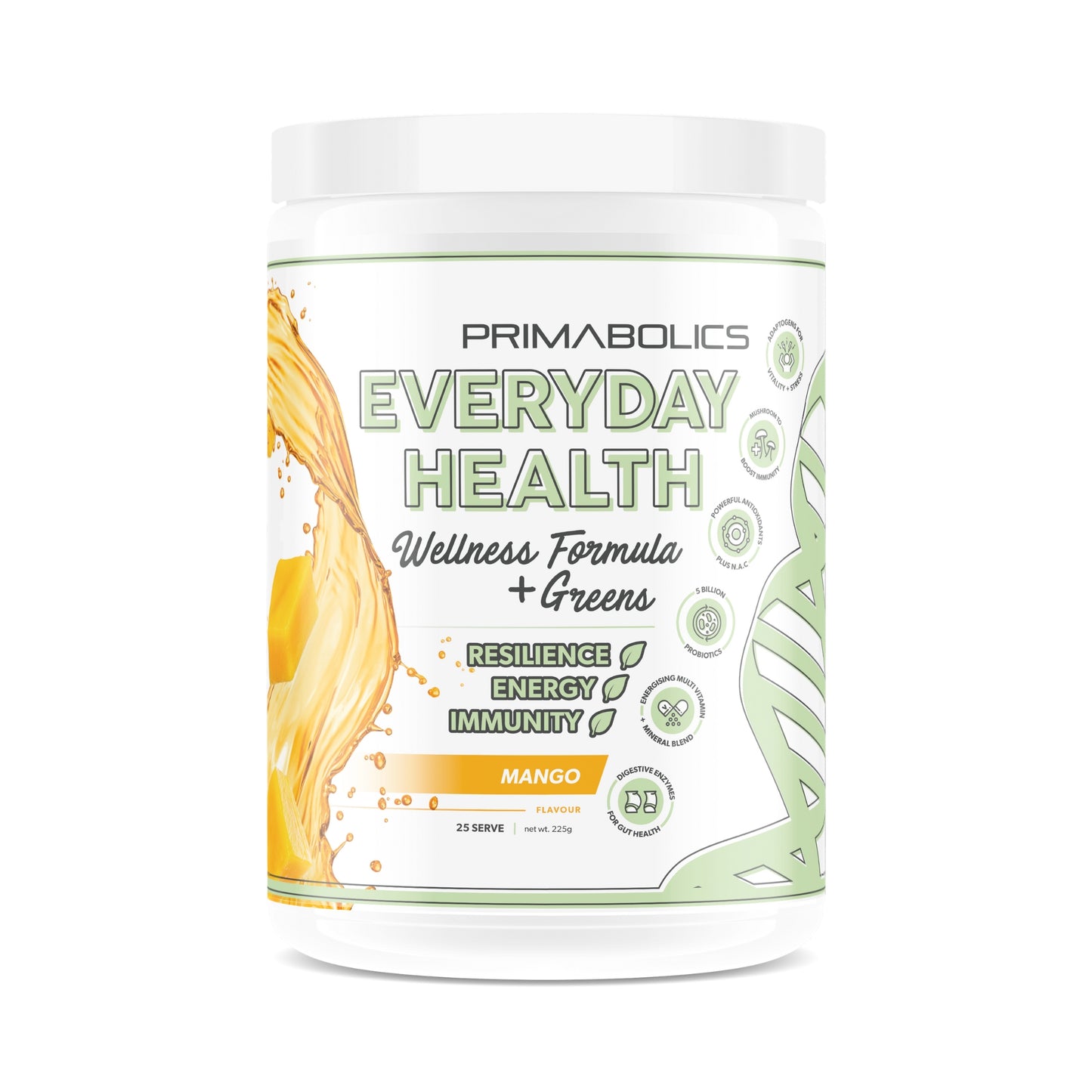 Primabolics Everyday Health Wellness Formula + Greens container on a white background