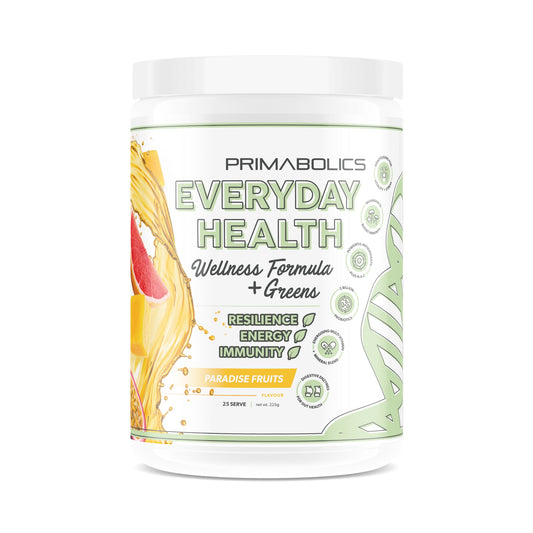 Primabolics Everyday Health Wellness Formula + Greens container on a white background