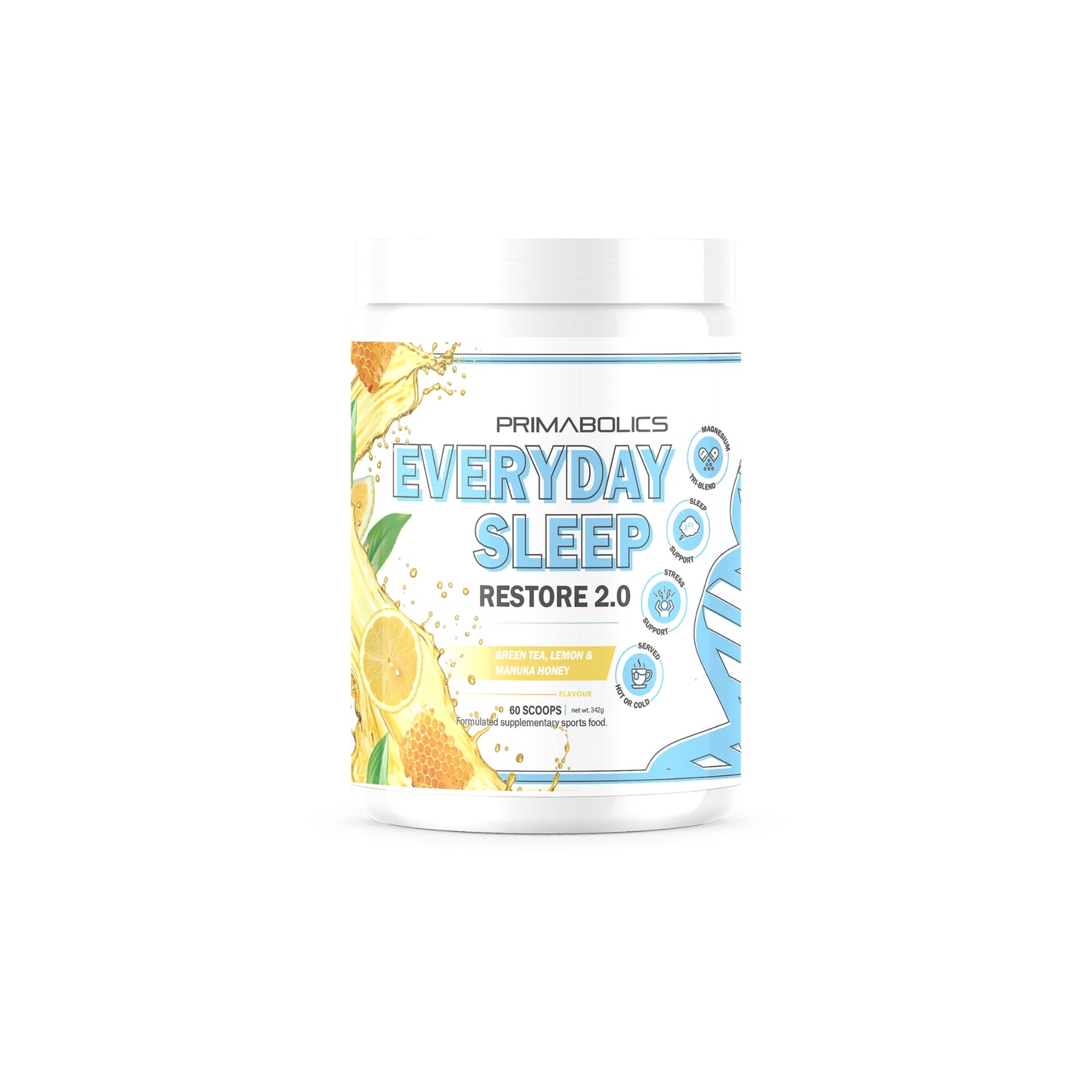 Primabolics Everyday Sleep Restore 2.0 supplement bottle on a white background