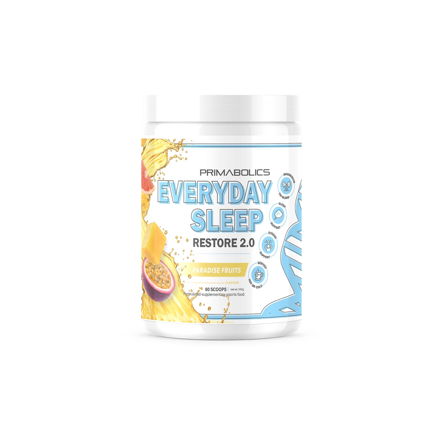 Primabolics Everyday Sleep Restore 2.0 supplement container on a white background