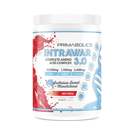 Primabolics Intrawar Complete Amino Acid Complex 3.0 supplement container on a white background
