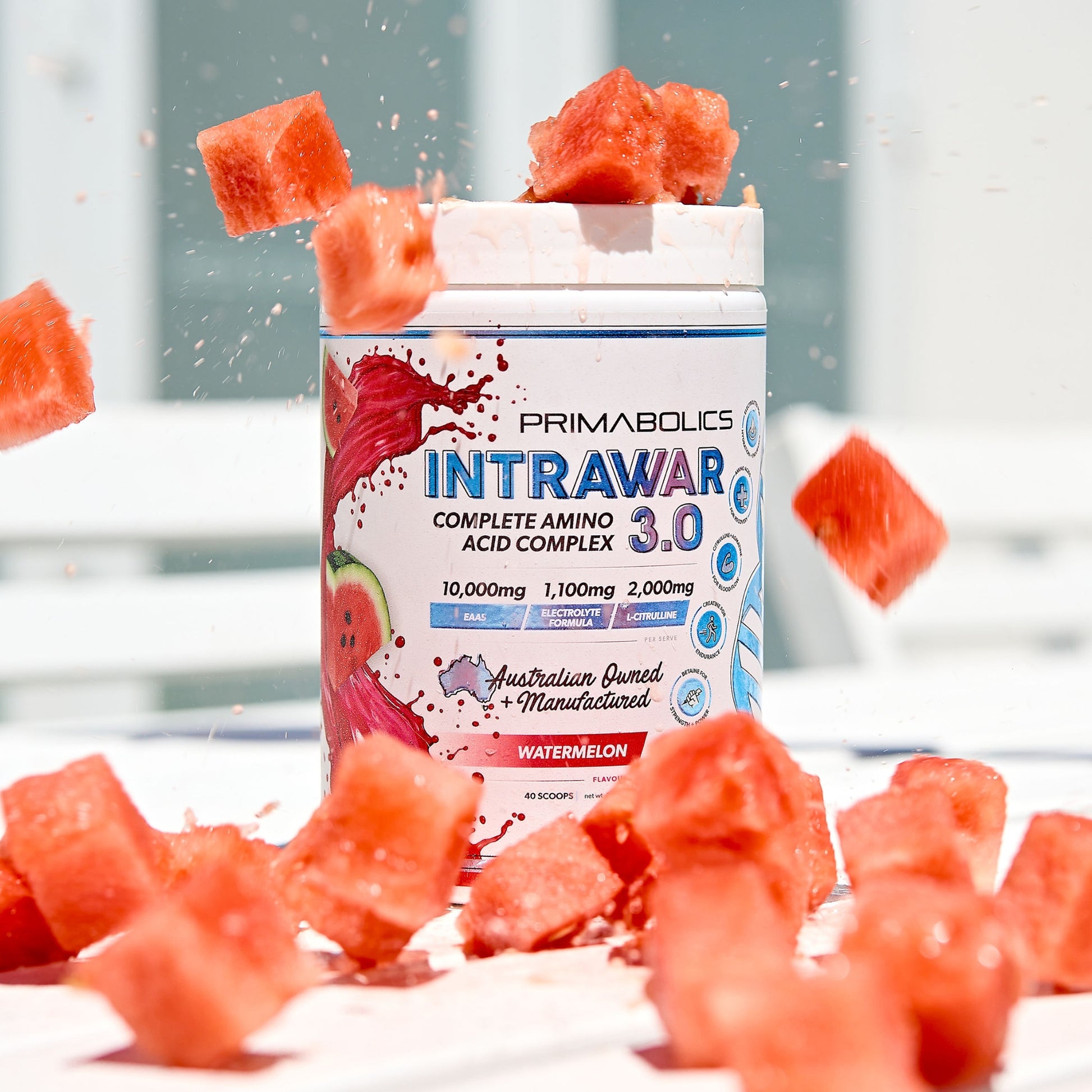 Primabolics Intrawar supplement with watermelon pieces around it