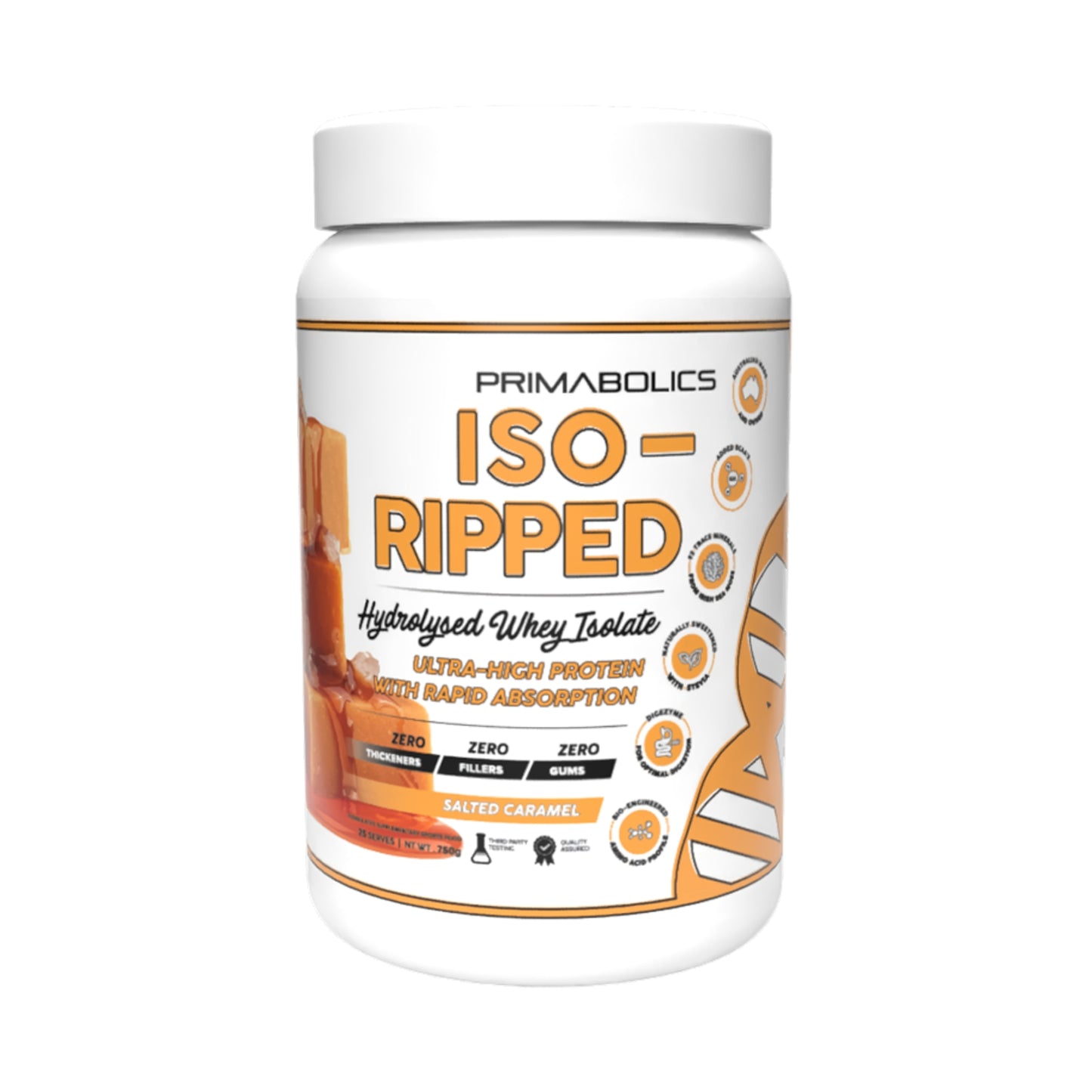 Primabolics ISO-Ripped protein powder container on a white background