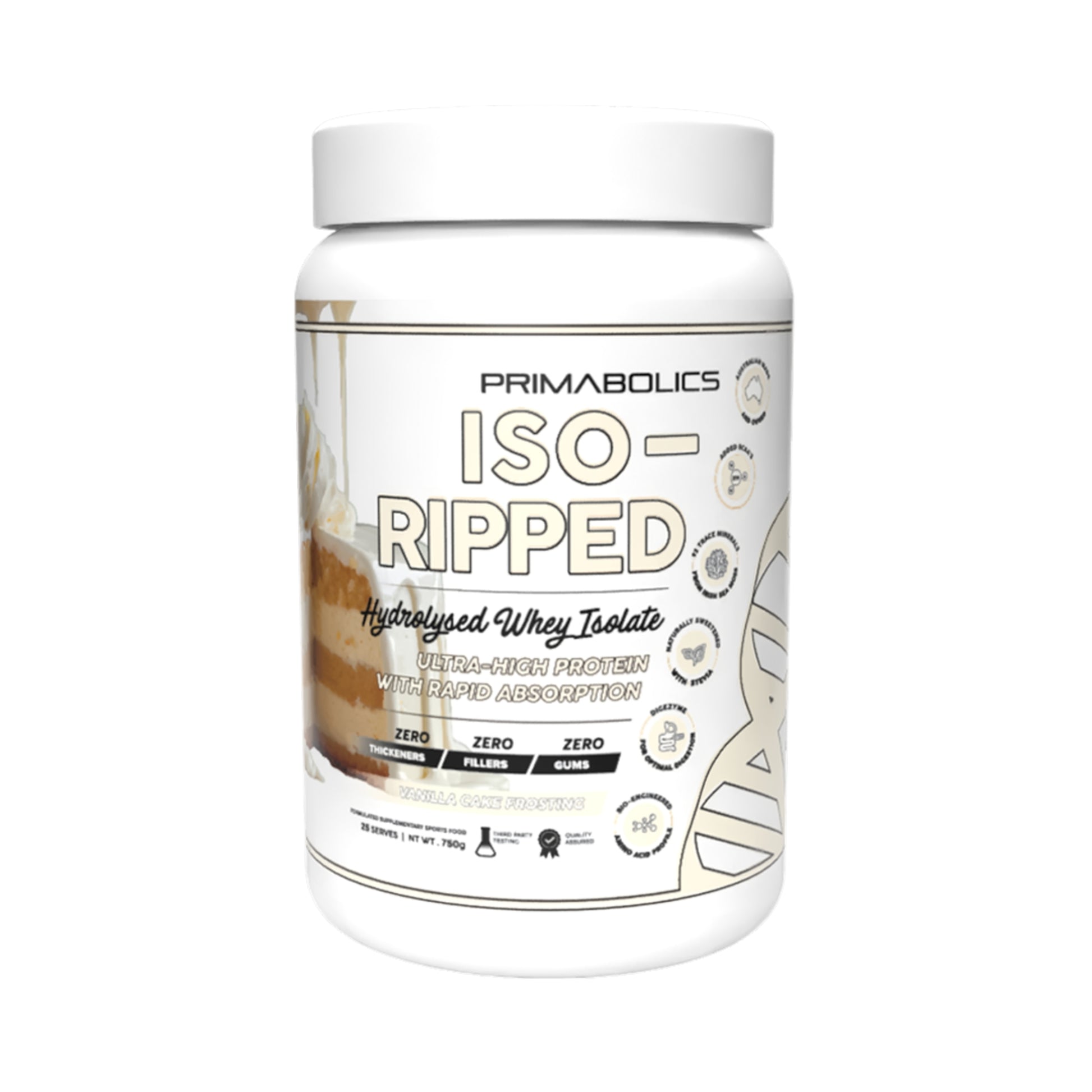 Primabolics ISO-Ripped protein powder container on a white background