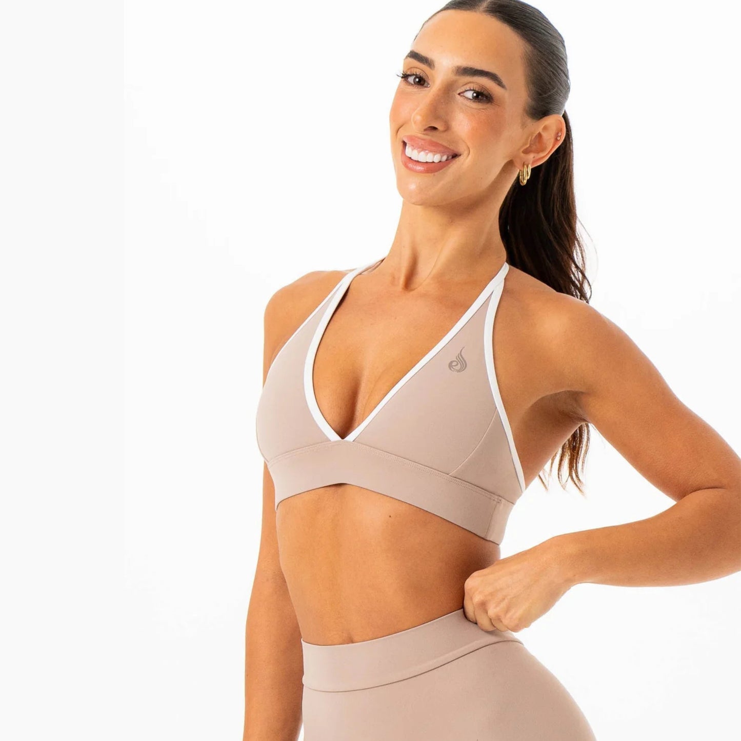 Ryderwear NKD Contrast Halter Bra - Almond