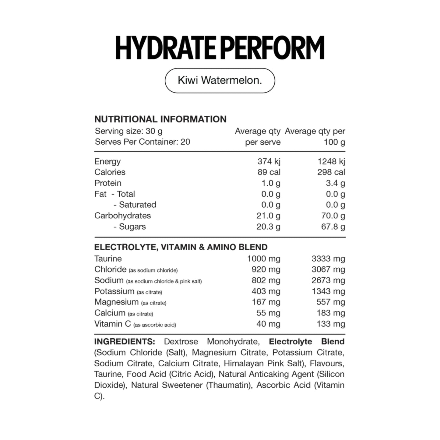 Switch Nutrition Hydrate Perform