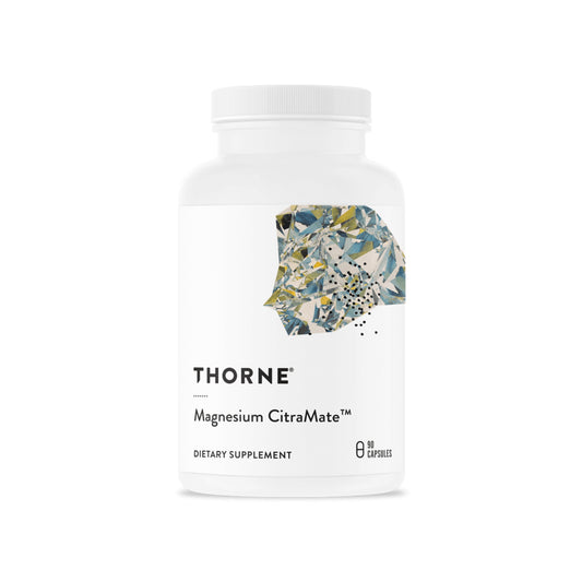 Thorne Magnesium CitraMate dietary supplement bottle on a white background
