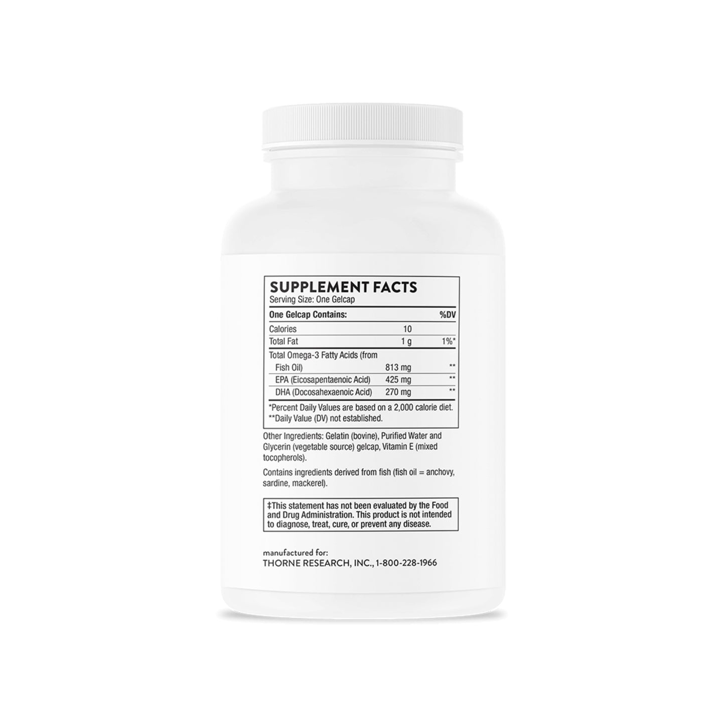 Supplement bottle with label on a white background