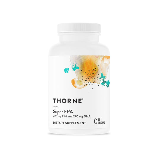 Thorne Super EPA dietary supplement bottle on a white background