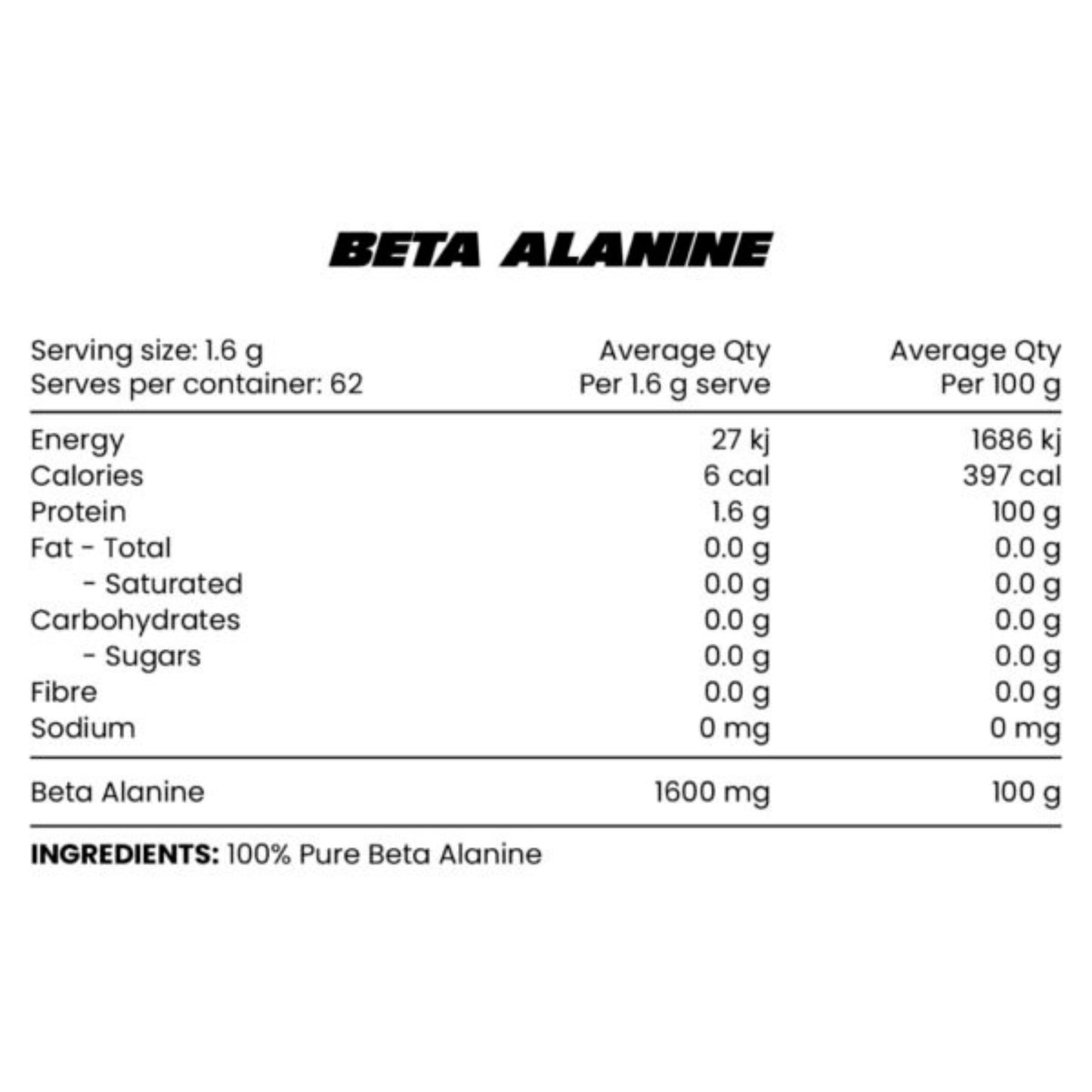 Zombie Labs 100% Pure Beta Alanine - 100g
