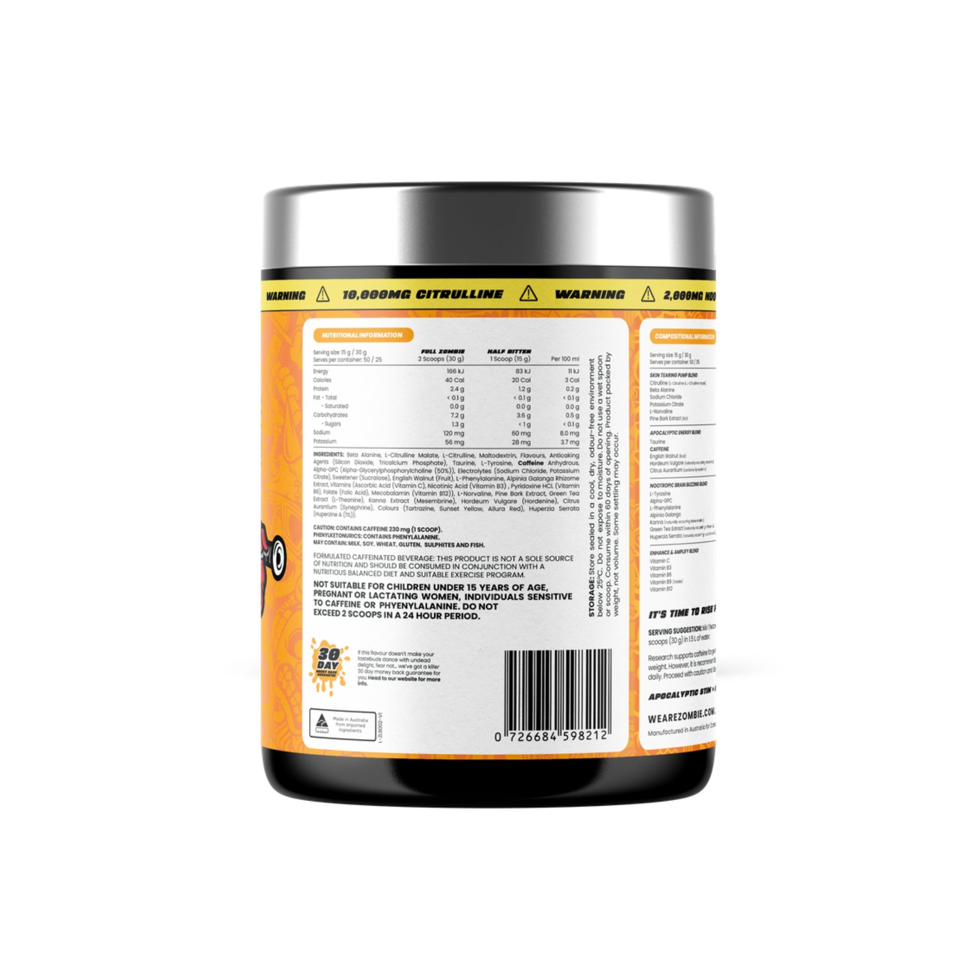 Supplement container with label on a white background