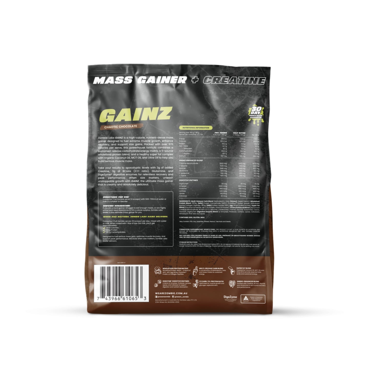 Zombie Labs Gainz Mass Gainer Protein