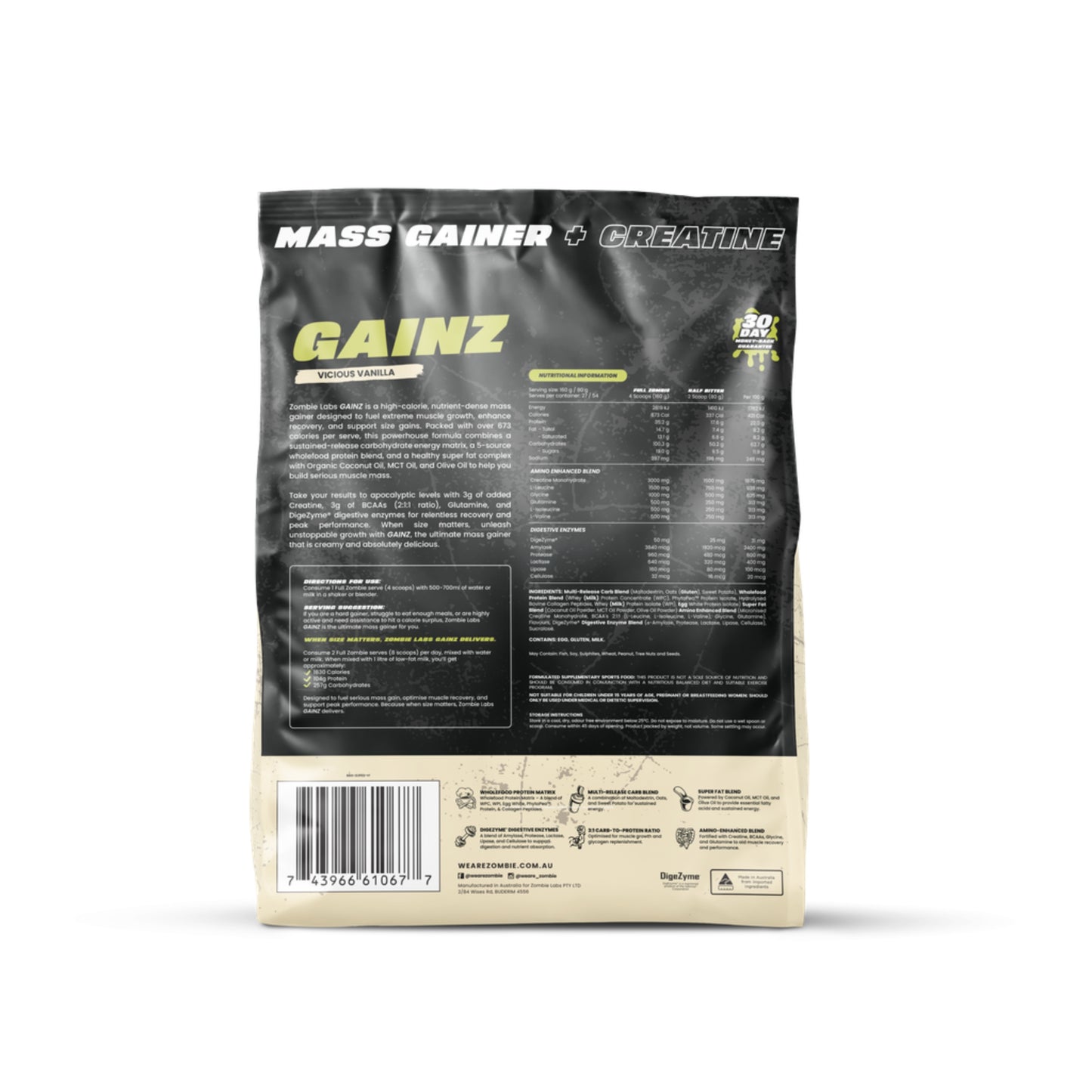 Zombie Labs Gainz Mass Gainer Protein